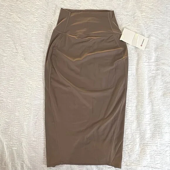 NWT New Lululemon Nulu™ Slim Fit High-Rise Midi Skirt Taupetastic Brown Pencil 4 - Picture 3 of 14